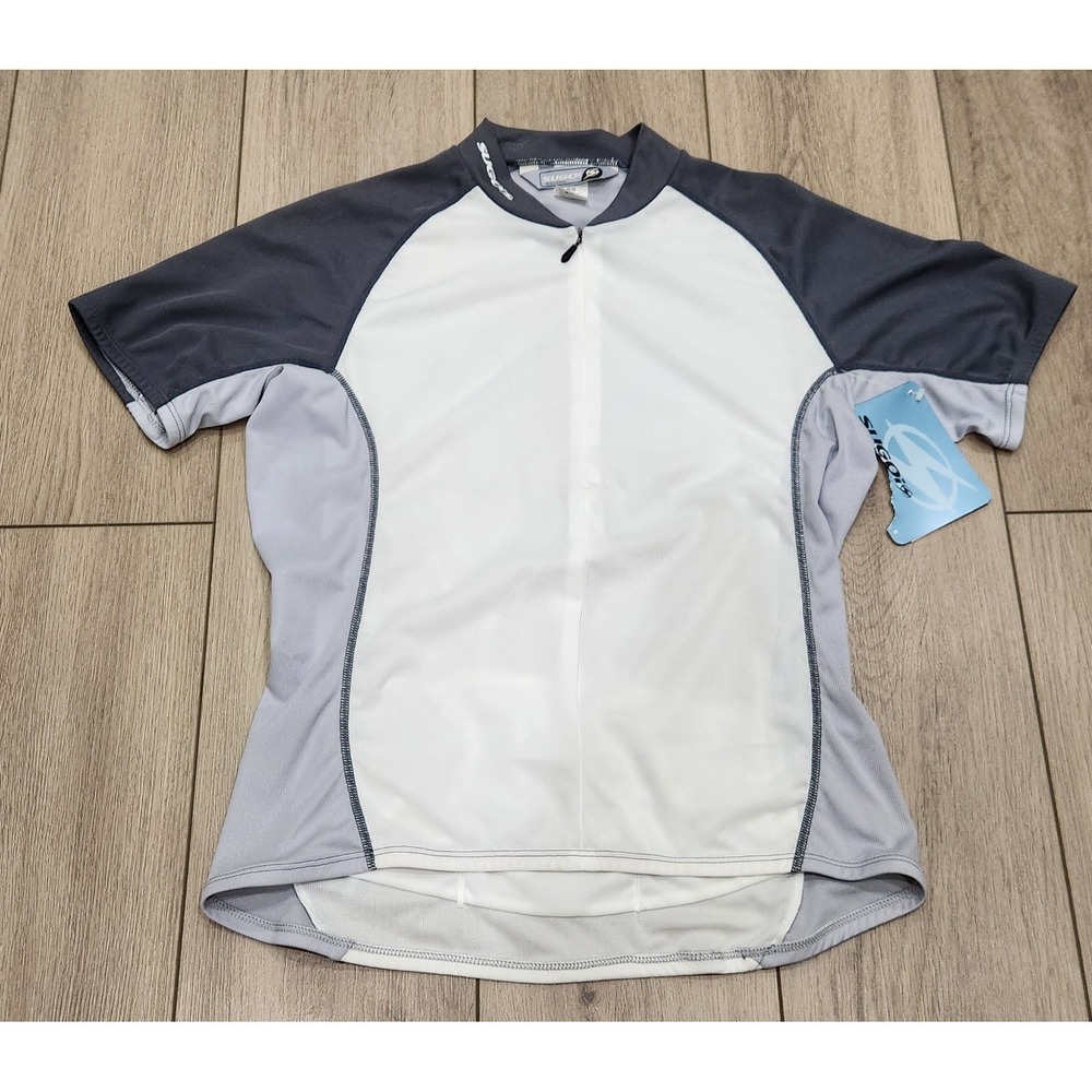 NWT Womens M‎ Sugoi TECHLITE Cycling Rider Jersey White/Gray 1/2 Zip Canada